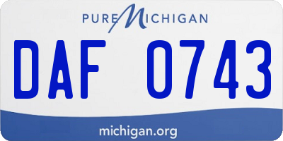 MI license plate DAF0743