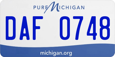 MI license plate DAF0748