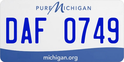 MI license plate DAF0749