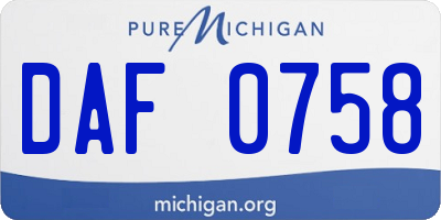 MI license plate DAF0758