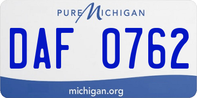 MI license plate DAF0762