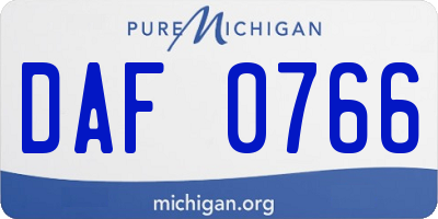 MI license plate DAF0766