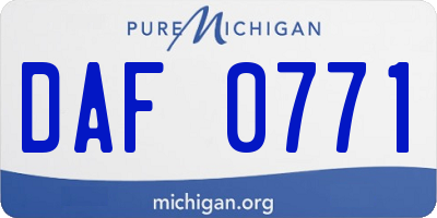 MI license plate DAF0771