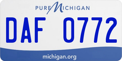 MI license plate DAF0772