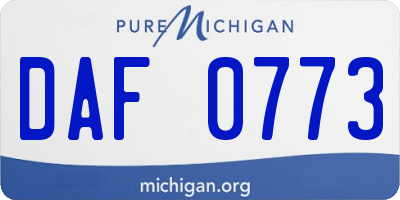 MI license plate DAF0773