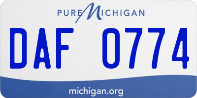 MI license plate DAF0774