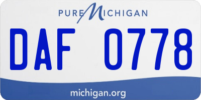 MI license plate DAF0778