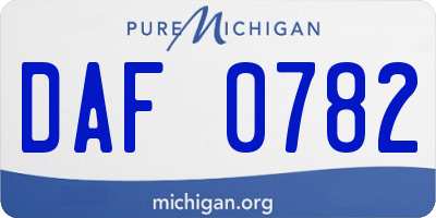 MI license plate DAF0782