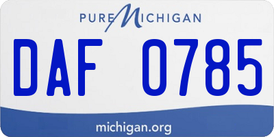 MI license plate DAF0785