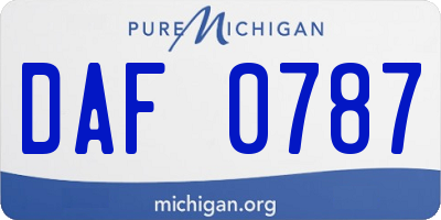 MI license plate DAF0787