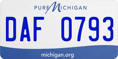 MI license plate DAF0793