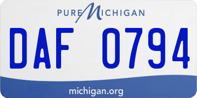 MI license plate DAF0794