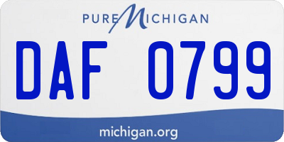 MI license plate DAF0799