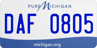 MI license plate DAF0805