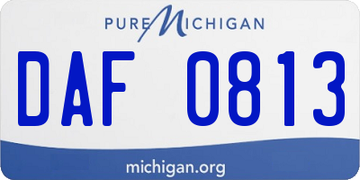 MI license plate DAF0813