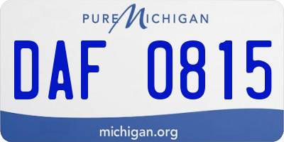 MI license plate DAF0815