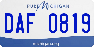 MI license plate DAF0819