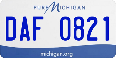 MI license plate DAF0821