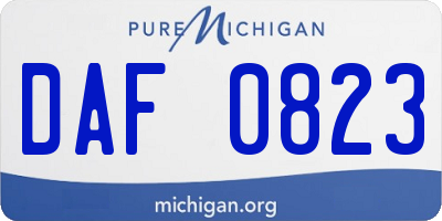 MI license plate DAF0823