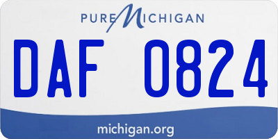MI license plate DAF0824