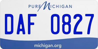 MI license plate DAF0827