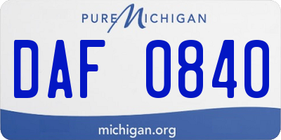 MI license plate DAF0840