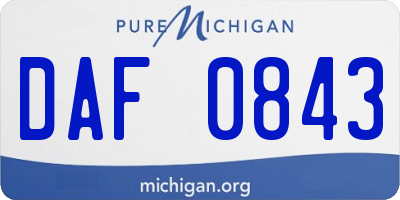 MI license plate DAF0843