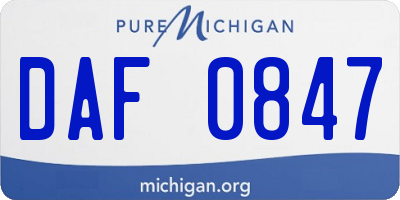 MI license plate DAF0847