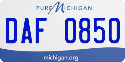 MI license plate DAF0850