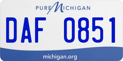 MI license plate DAF0851