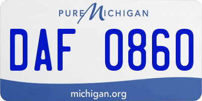 MI license plate DAF0860