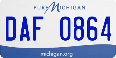 MI license plate DAF0864