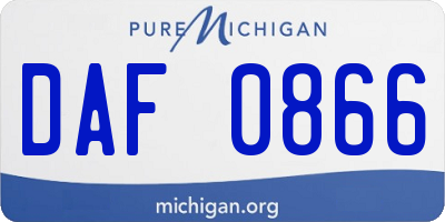 MI license plate DAF0866