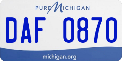 MI license plate DAF0870