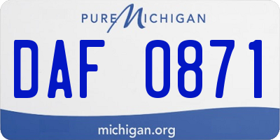 MI license plate DAF0871