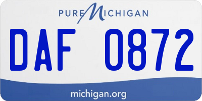 MI license plate DAF0872