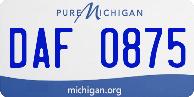 MI license plate DAF0875