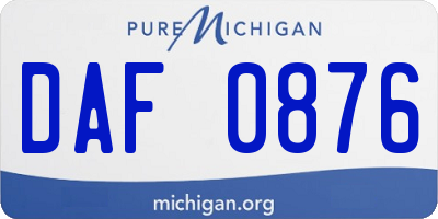 MI license plate DAF0876