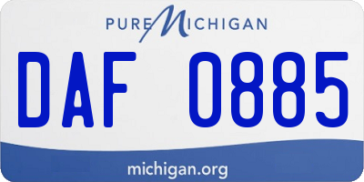 MI license plate DAF0885