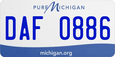 MI license plate DAF0886