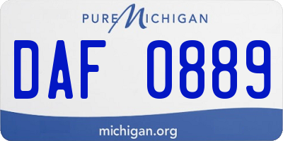 MI license plate DAF0889
