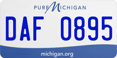 MI license plate DAF0895