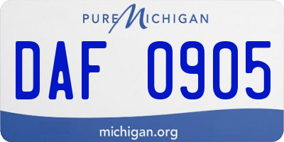 MI license plate DAF0905