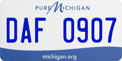 MI license plate DAF0907