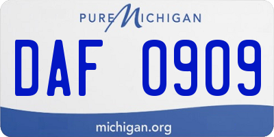 MI license plate DAF0909