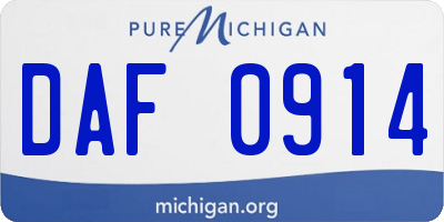 MI license plate DAF0914