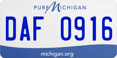 MI license plate DAF0916