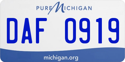 MI license plate DAF0919