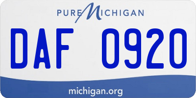 MI license plate DAF0920