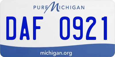 MI license plate DAF0921